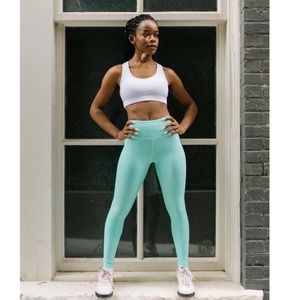 ZYIA Turquoise Metallic Plus Light n Tight High-Rise 7/8 24” Legging. Size 6-8.